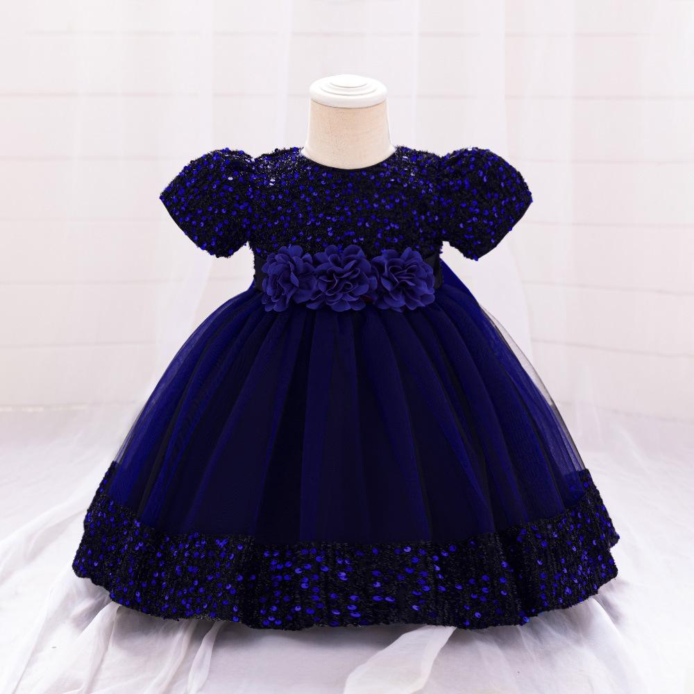 Sequin Kids Dress Summer Birthday Wedding Flower Girls Dress Toddler Baptism 1st Birthday Dress Baby Girl Clothes Princess Wedding Party Kids Costume