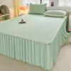 Summer Latex Ice Silk Summer Mat Bed Skirt Three-Piece Set Cool Soft Mat Machine Washing Mat Bedspread Folding Home
