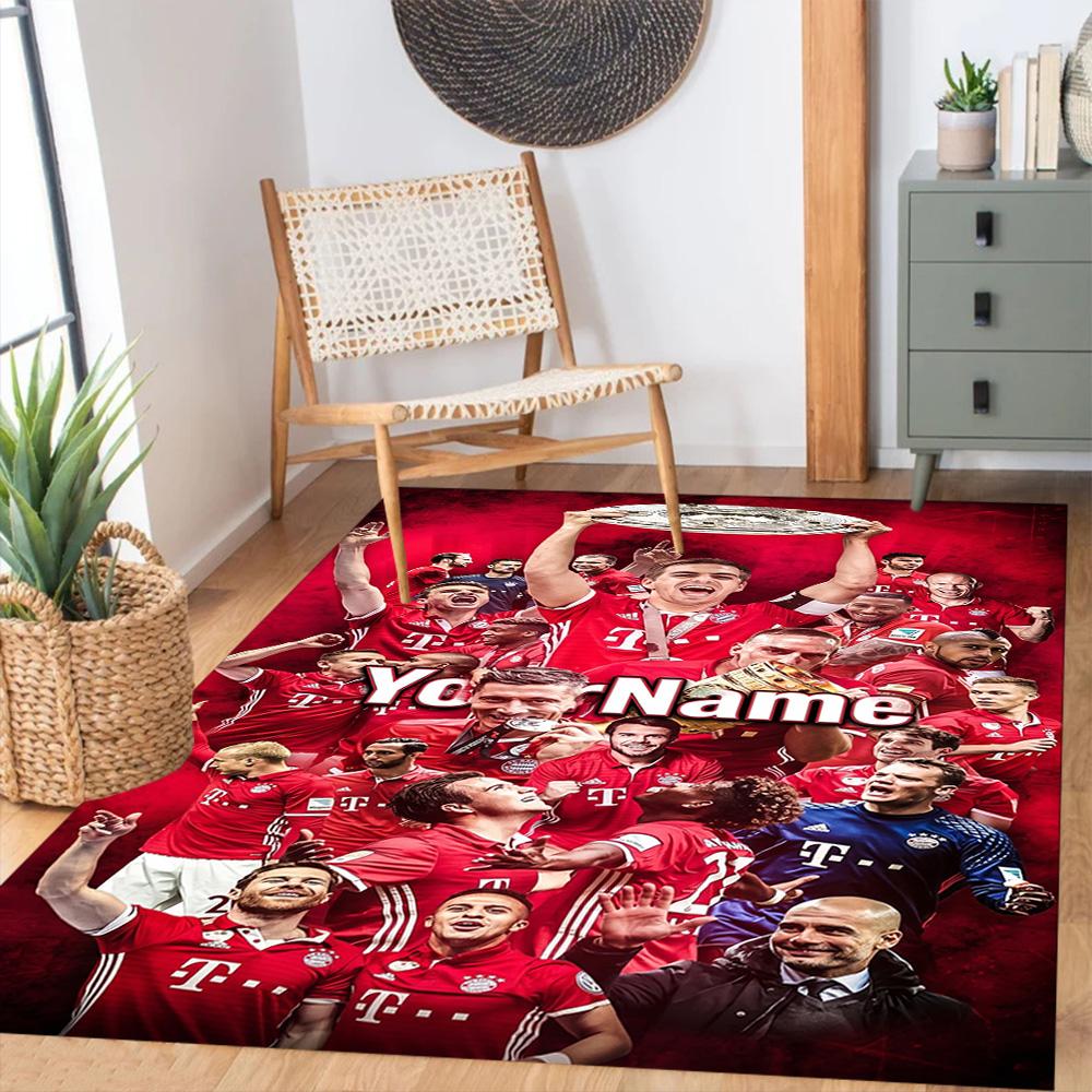 Bayern Munich Customize Your Name Area Rug Perfect for Game Room Study Room Foyer Bedrooms Antislip Carpet Anime Office Decor Wedding Party Gift