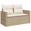10 Piece Garden Sofa Set with Cushions Beige Poly Rattan