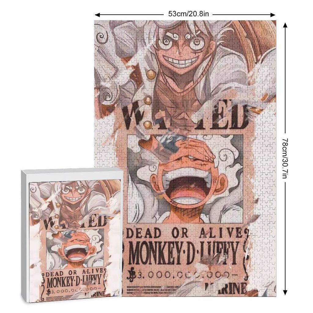 Cike One Piece Monkey Luffy Jigsaw Puzzle 1000 Pieces Character Anime Pattern Wooden Puzzle Cute Goods Educational Toy for Adults Decompression Relief