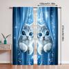 2pc Cute Cat Print Curtains – Rod Pocket   Sheer for Bedroom   Living Room & Study – Home Decor