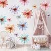 Blumen Wandaufkleber Handbemalt Frühling Wildblumen Wandsticker Abziehen und Aufkleben Florale Wandkunst Dekoration für Mädchen Schlafzimmer Kinderzimmer Klassenzimmer Wohnzimmer