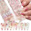 Lot de 10 Stickers Transfert Foils pour Nail Art Mixés Motifs Fleurs Roses Ciel Étoilé Floral Wraps pour Ongles Décor Manucure Mariage Été