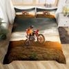 Dirt Bike Duvet Cover Set Extreme Sports Bedding Set Motocross Rider Comforter Cover Cool Motorbike Bedspread Cover Queen Size