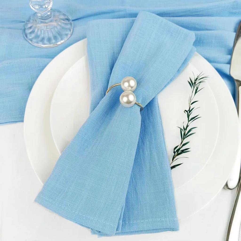 24pcs Napkins Cotton Soft Dinner Napkins Cloth 30x45cm Baby Blue Rustic Table Napkins for Wedding Party Easter Table Decoration