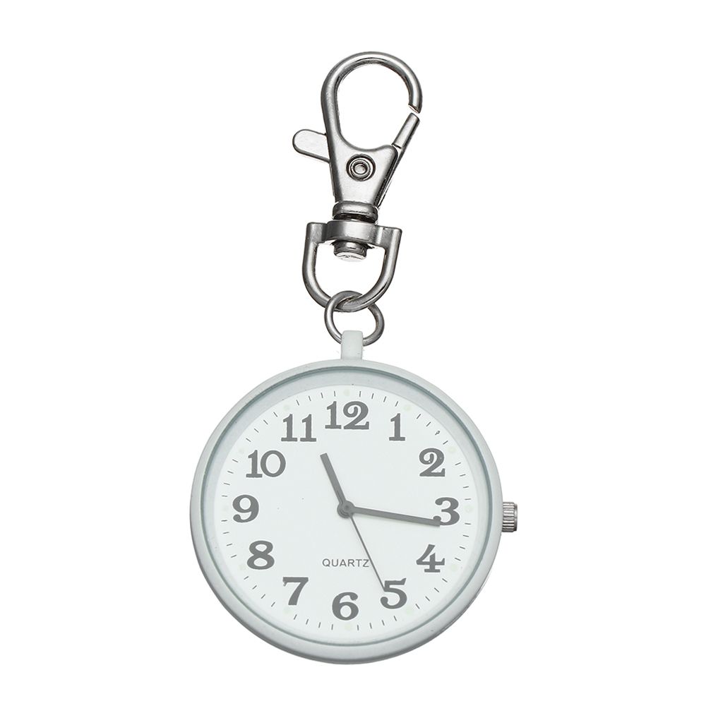 Gift Women Nurse Watches Unisex Key Buckle Minimalist Ultra Thin Open Face Quartz Pocket Watch