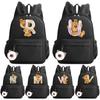 Cute Little Bear 26 English Letters Backpack Teen School Bag for Girls Boy Backpack Large Capacity Bookbag for Kid Gifts