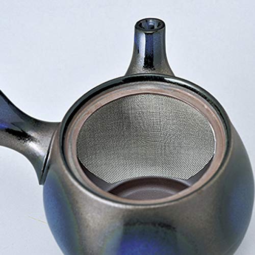A meticulously crafted, rounded-corner teapot with a lapis lazuli glaze, 450ml capacity, made in Japan (Banko ware).