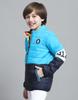 Monte Carlo Boys Solid Blue Mock Neck Full Sleeve Jacket