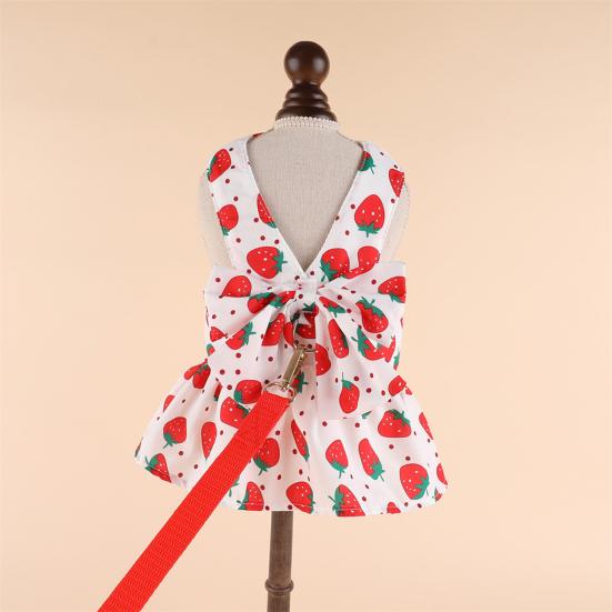 Cute Dog Dress And with Bowknot Leash Set Cat Princess Decoration Pet Dress for Spring Summer Outdoor Activities