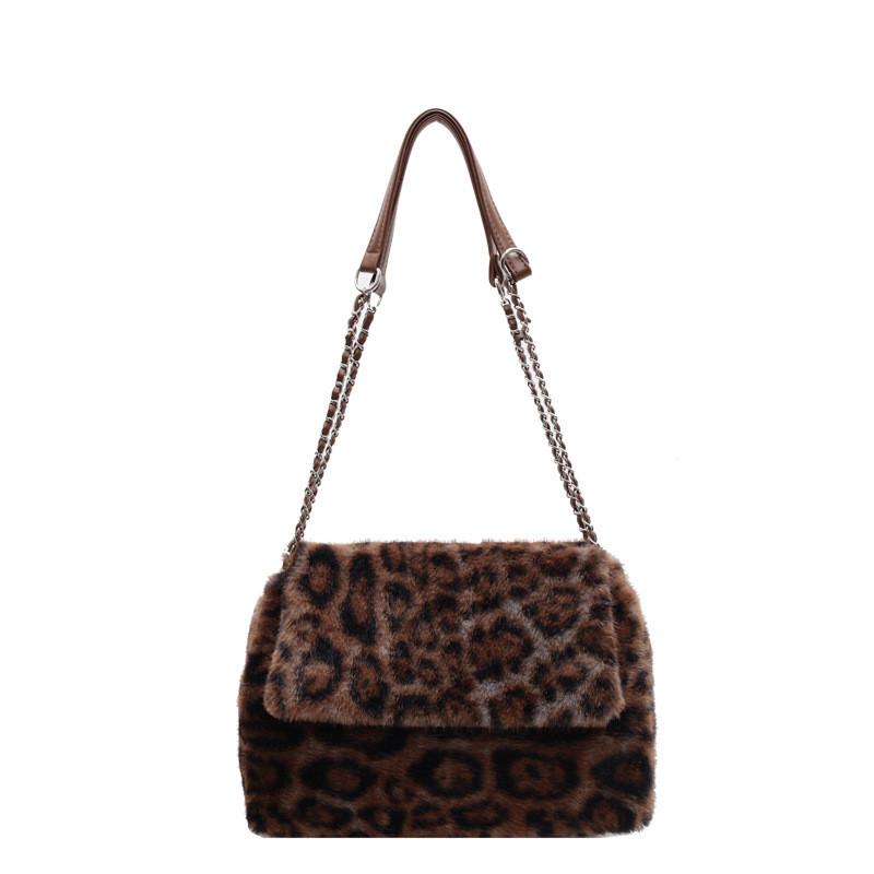 Fashionableleopard Print Pattern Plush Tote Square Bag For Casual Outings