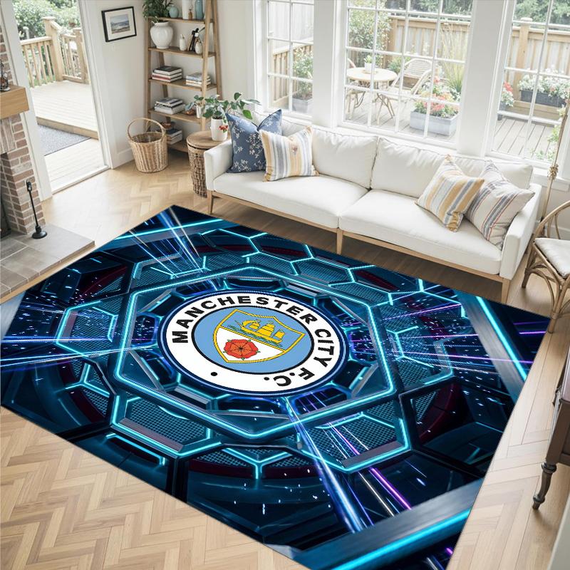 Manchester City Design Crystal Velvet Carpet Cozy Non?Slip Printed Rug For Bedroom Living Room Entrance