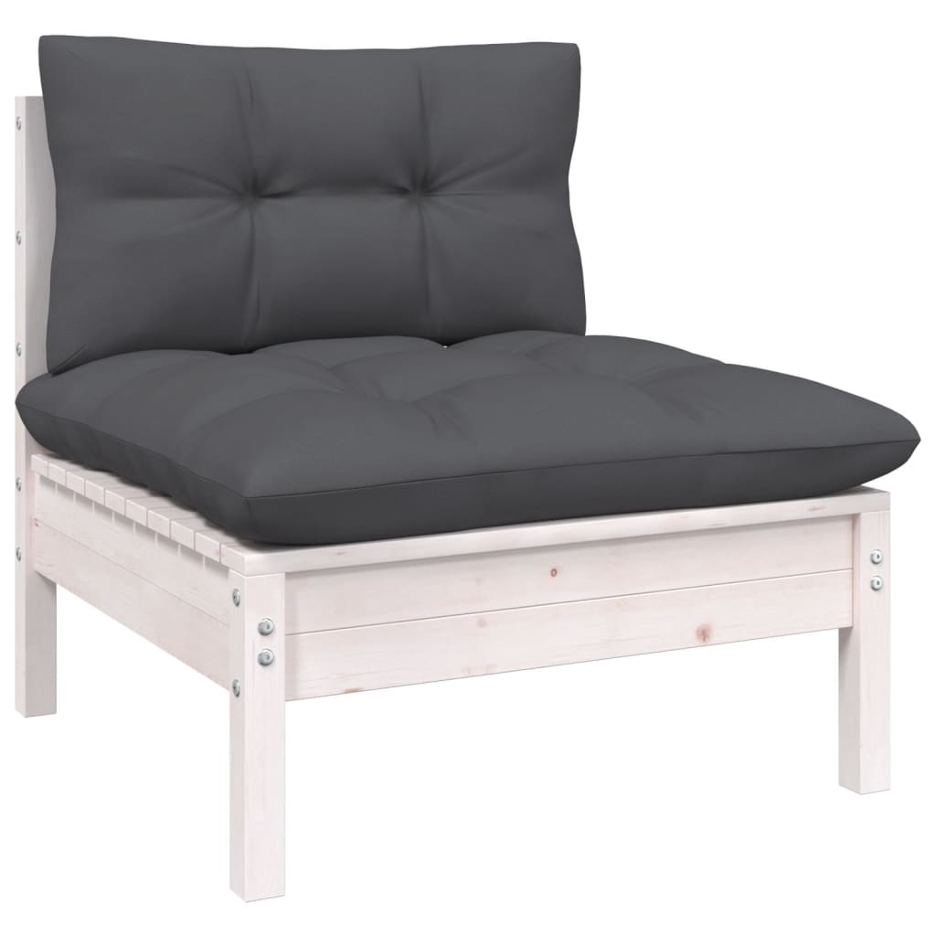 Vidaxl 6-Cz. Garden Lounge Set, Cushions, White Pine