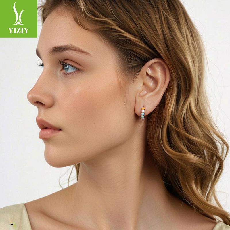 Dopamine Love Ear Buckle Girl, Cute Rainbow Love Design S925 Sterling Silver Earrings Earrings