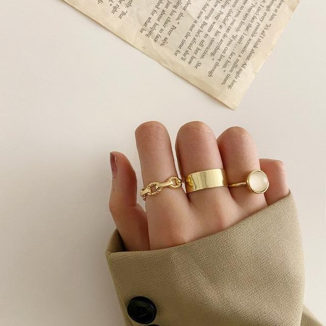 Modeschmuck Ringe Set Gold Farbe Hohle Runde Öffnung Frauen Fingerring für Mädchen Dame Party Hochzeitsgeschenke