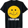 Te Odio Retro Vintage Amarillo Cara Feliz Sonriente Te Odio Camiseta