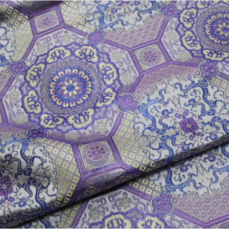 100x75cm Chinese Mongolia Garment Fabric, Decorative Costume Robe, Manual Jacquard Brocade, Antique Silk Cloth