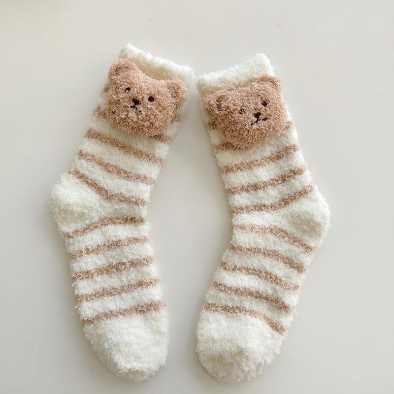 Cartoon Cute Socks Women Autumn Winter Thick Warm Floor Sleeping Socks Coral Velvet Thermal Lolita Kawaii Socks Christmas Gifts