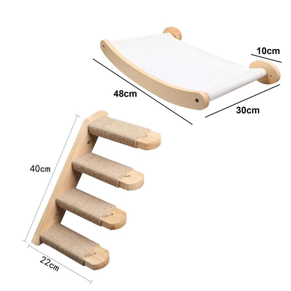 Wall-mounted Multiple Combination Cat Shelf Hammock With Sisal Cat Grab Post Ladder And Cat Pedal Jump Platform Cat House