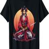 Samuraiflicka Vintage Retro Sakura Körsbärsblom T-shirt(386)