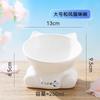 Ceramic Tall Footed Cats Bowls, Anti Overturning Oblique Mouth Neck Protection Cat ear shape Bowl Pet Articles, 1Pc