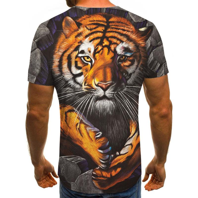 Sommer Herren T-Shirt 3D-Druck Tees Tiger Löwe Lose Rundhals Kurzarm Tops Herrenbekleidung