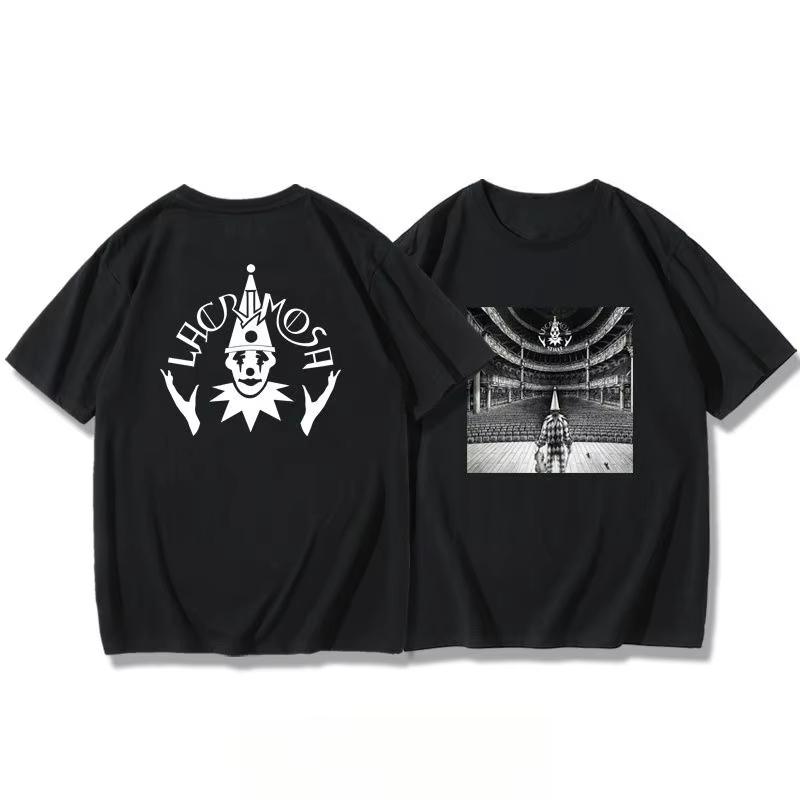 Men's and Women's Summer Symphony Metal Goth Rock Trend Half Sleeve Lacrimosa with Tear Wash Face Band T-shirt Short Sleeve