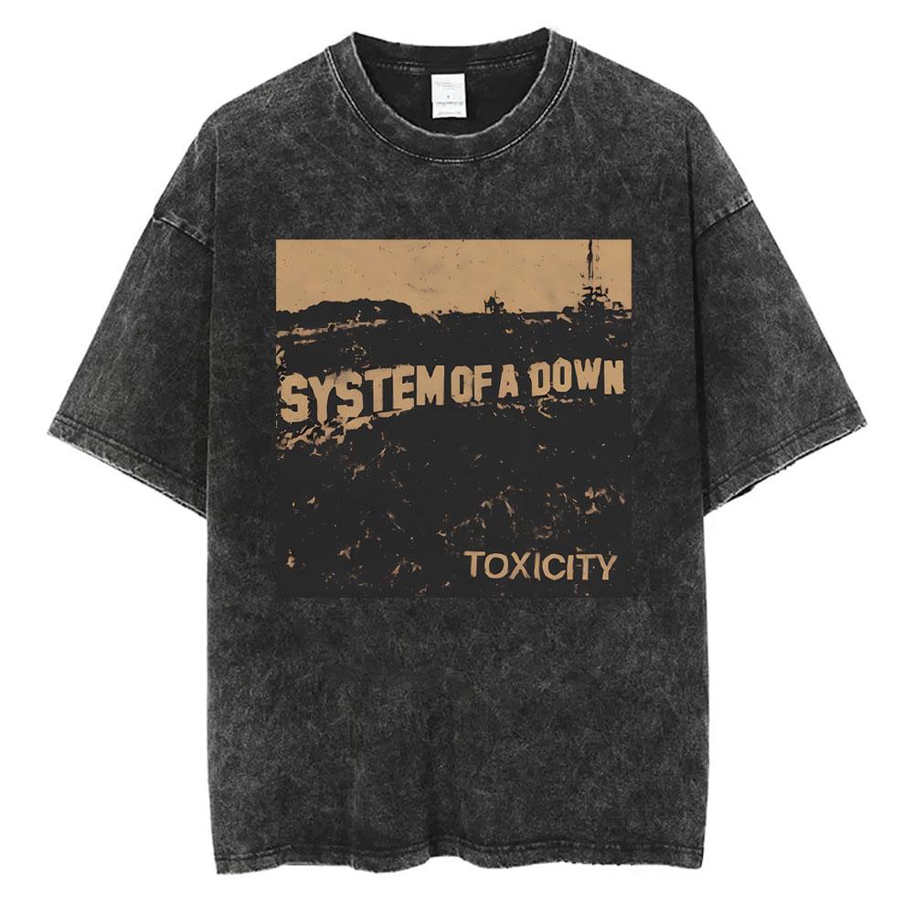 Washed Vintage System of A Down Graphic Tshirt Men Women Classic Rock Music Band Cartoon Anime Print Tshirts Yk Mens T Shirts