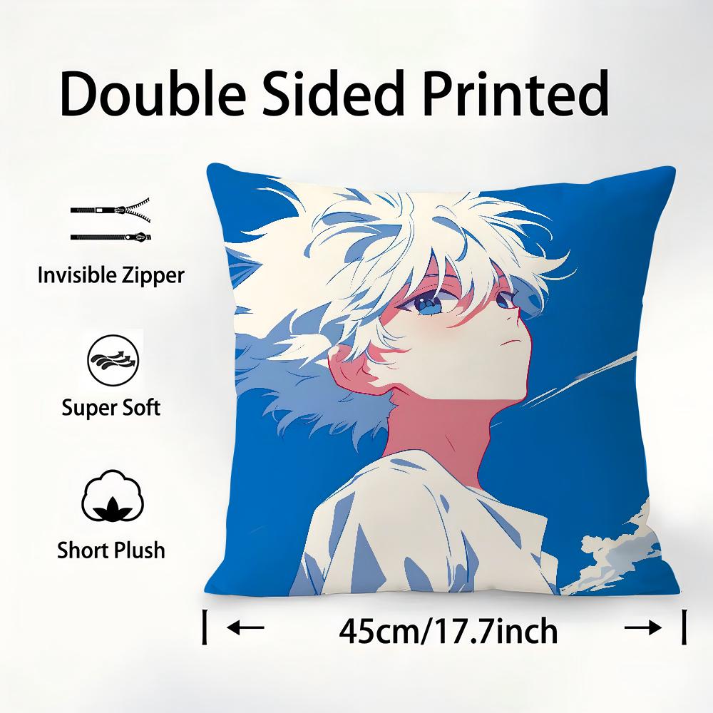 Anime H-Hunter x Hunter Pillow Case Plush Fabric Soft  Pillowcase Double Sided Print   Cushion Cover Throw Pillow Cover