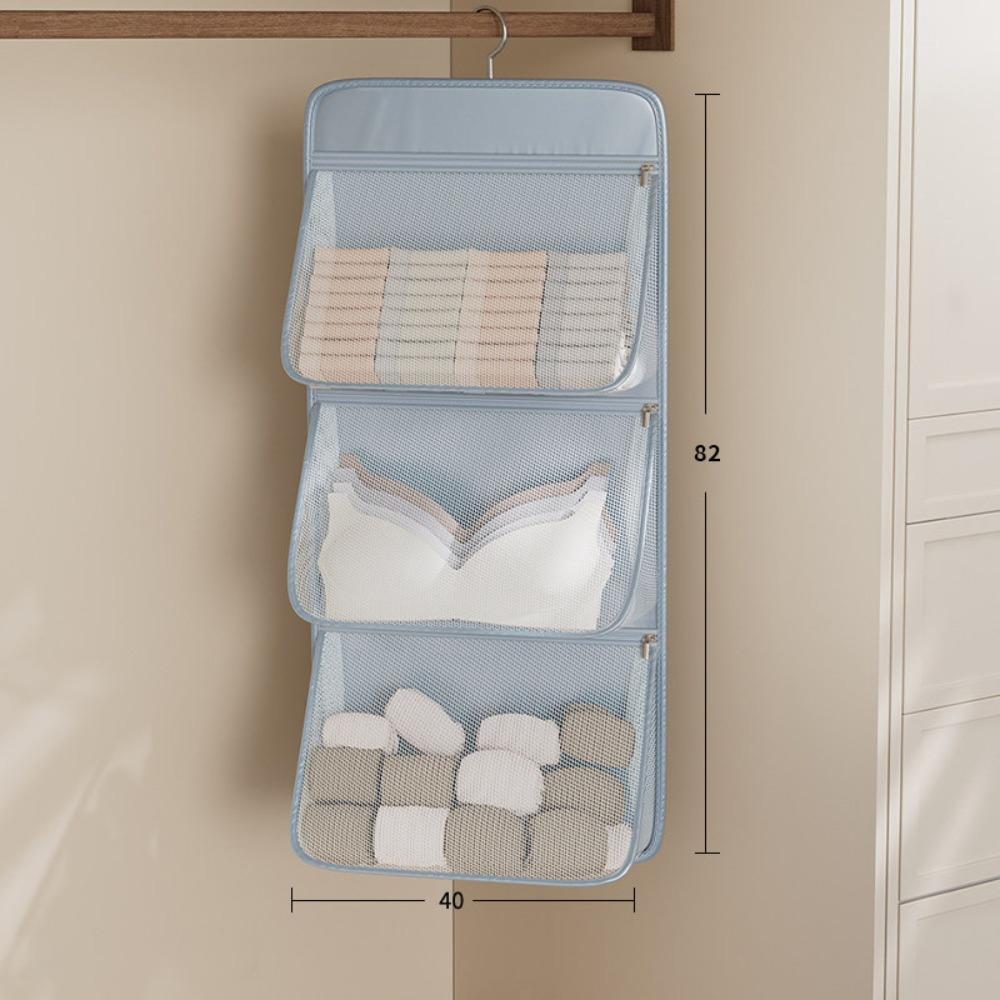Multi Layer Underwear Hanging Bag Zipper Closure Hanging Organizer Bag Wardrobe Organization