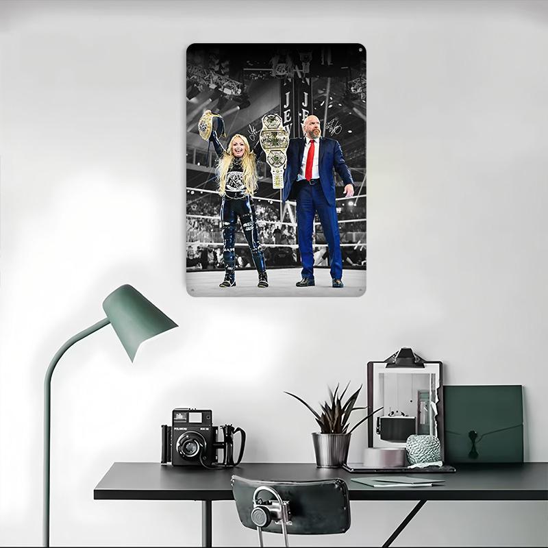 Paul Triple H Levesque and Liv Morgan Tinplate Poster Customized Wall Art Vintage Metal Signs Retro Tin Plaque for Office Decor