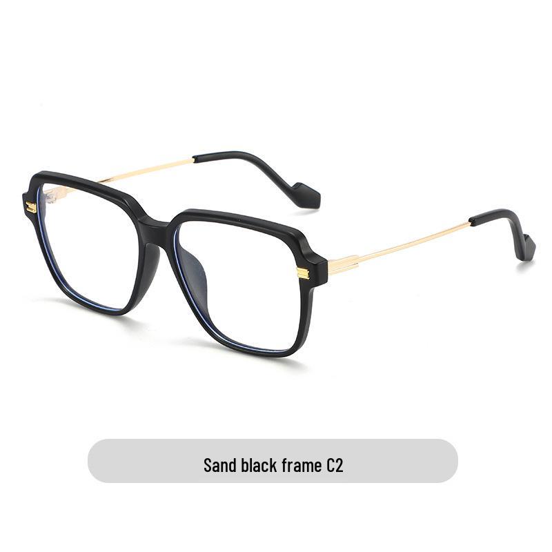Retro TR Large Frame Flat Lenses Men's Anti-Blue Light Glasses