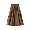 LeafIn Long with Solid High Elastic and Flattering 1016 Women's Skirt, Spring/Summer, Pockets, Color, Waist, Waist, Fluffy, Slimming, A-Line Style,