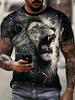 Lion 3D Printed T-shirt For Men Crew Neck Short Sleeve Casual Outdoor Streetwear Sports Top Tees Pullover Oversized Clothing