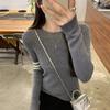 Korean Imitation Wool Inner Bottoming Sweater Autumn and Winter New College Style Slim Long-sleeved Striped Top for Women