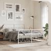 Metal Bed Frame with Headboard and Footboard White 135 X 190 Cm