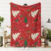 Contemporary Christmas Tree Pattern Digital Print Flannel Throw Blanket, Soft Warm Multipurpose Knitted Polyester Throw,