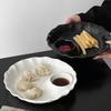 Round Ceramic Dumpling Dishes Ruched Hem French Fries Plate Tableware Serving Plates Restaurant