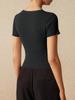 Cardigan court côtelé à manches courtes pour femme, boutonné, coupe ajustée
