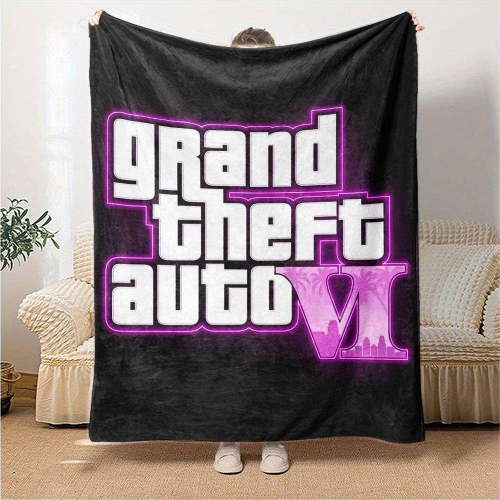 1 Stück Grand Theft Auto Weiche Flanelldecke mit Designer-Print Eine kuschelige Decke für alle Jahreszeiten, perfekt für das Sofa, Bett, Büro