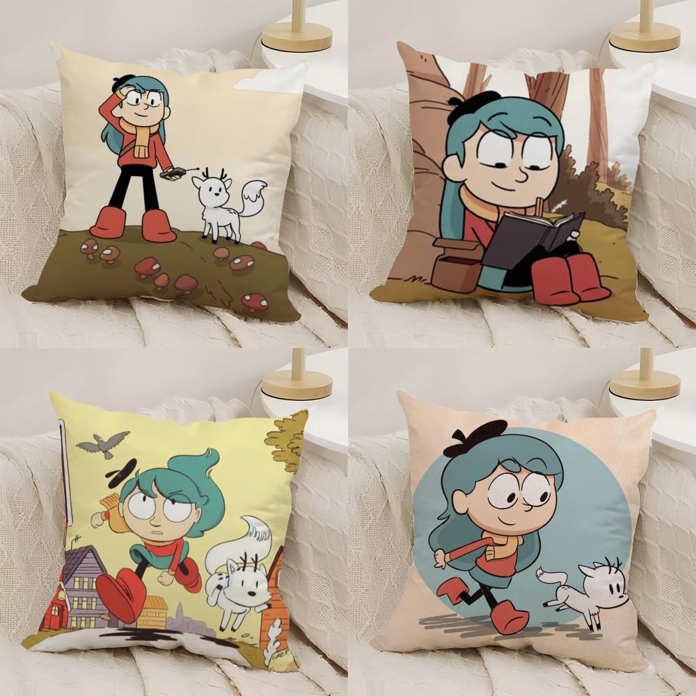Cartoon HHilda Cushion Cover Silky Short Plush DoubleSided Printed Pillow Case for Sofa All Seasons Home Decor Gift