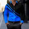 Men's Color-blocked Striped Long-sleeved Shirt, Slim Fit, Stylish and Unique Business Casual Shirt, Trendy New Men's Top