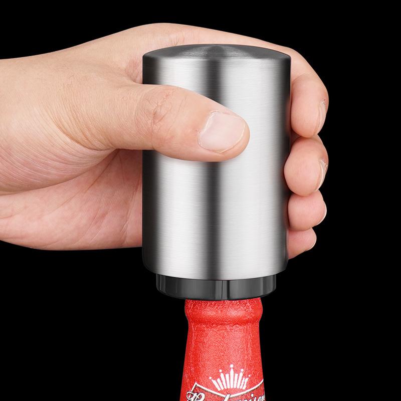 Elegant Stainless Steel Automatic Beer and Wine Opener - Seamless, High-End Design