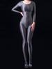 Cosplay Sexy Oil Glossy Elastic Bodysuit Bodycon Rompers One-piece Thong Silky Maid Tights Satin Jumpsuits Candy Color Leotard