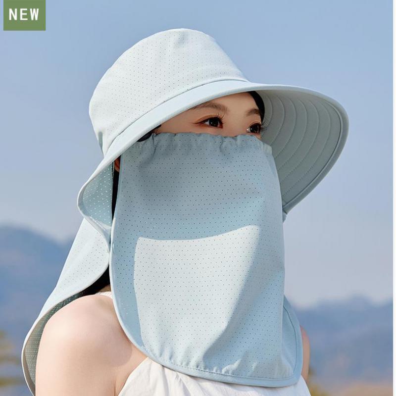 Summer Hats For Women Sun Hat With Mask Shawl Breathable Multifunctional Sunscreen Outdoor Sun Protection Sunhat Beach Cap New