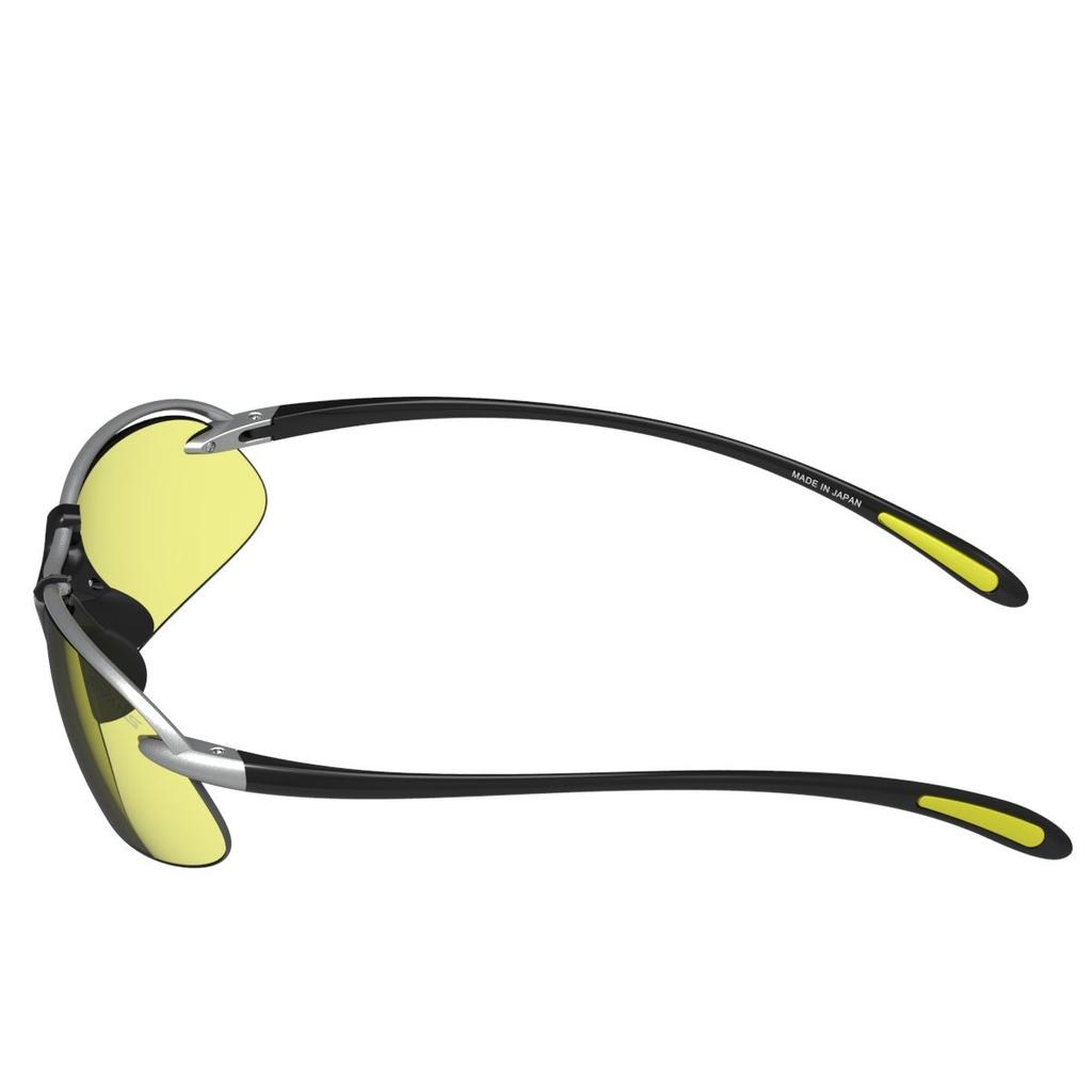 SWANS Sports Sunglasses Airless Wave Lens Model Can Be Used at Night MTSIL Matte Titanium Silver x Matte Multi-Coated SA-517 Black/Yellow