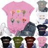 Women's Fashion Casual Printed Round Neck Short Sleeved T-Shirt Top T-Shirt Top Top