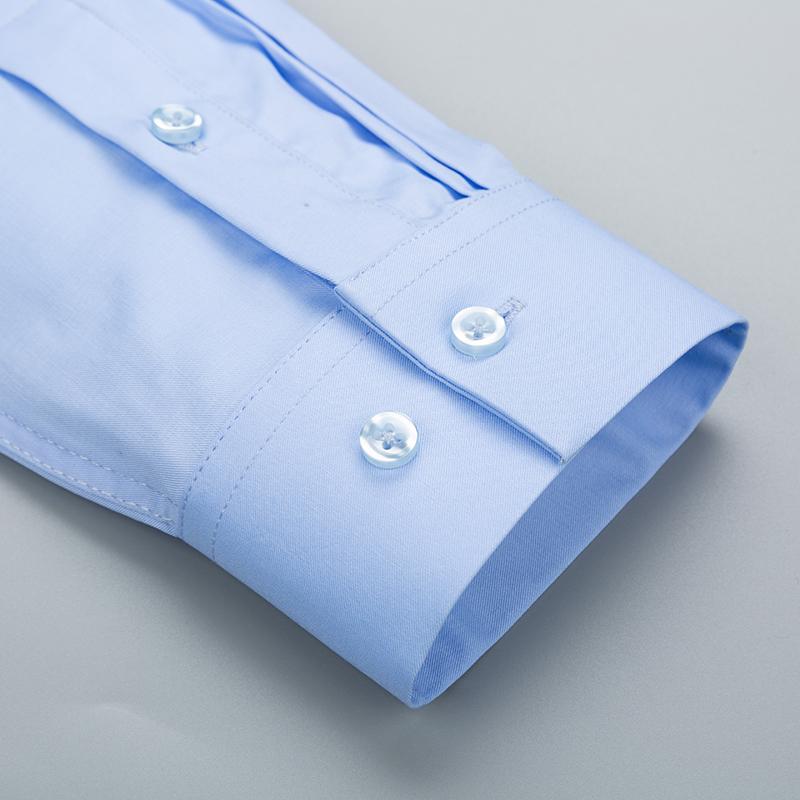 Men's Classic Long Sleeve Stretch Bamboo Fiber Basic Dress Shirt Pocketless Standard-fit Business Work Office Easy-Care Shirts