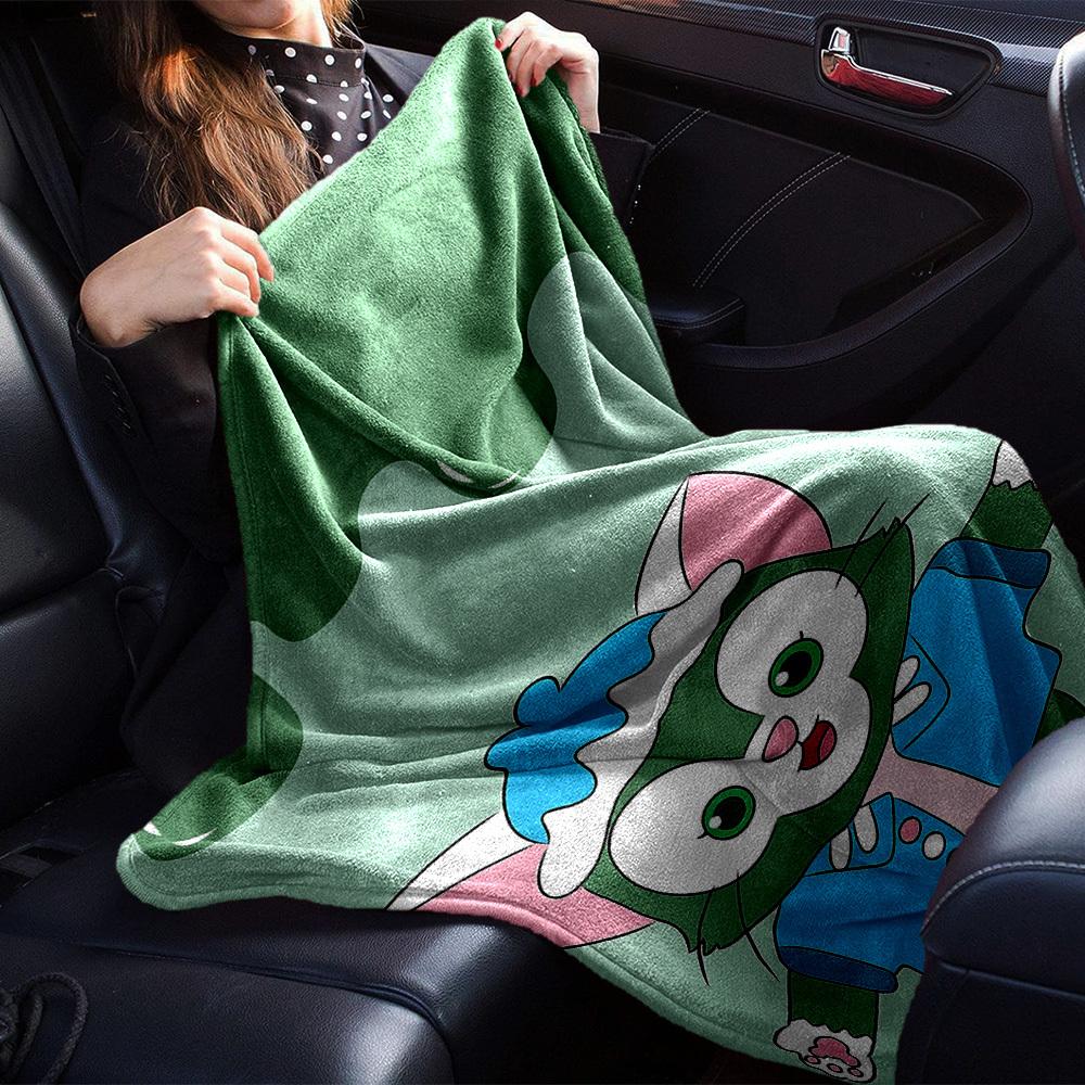 1pc Cat Name Blanket Lightweight Flannel Throw for Sofa Bed Travel Camping Livingroom Office Couch Chair